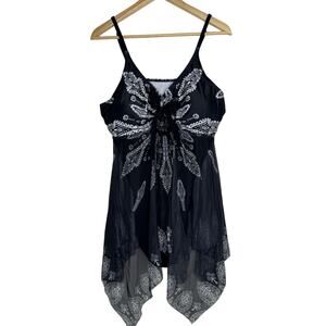 NWOT Women's size 5XL Plus Size Paisley Black Swim Dress Swimsuit Bathing Suit